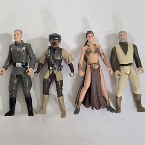 Lot of 4 star wars Power of the Force action figures Kenner 1995-97 Leia Obi Tar
